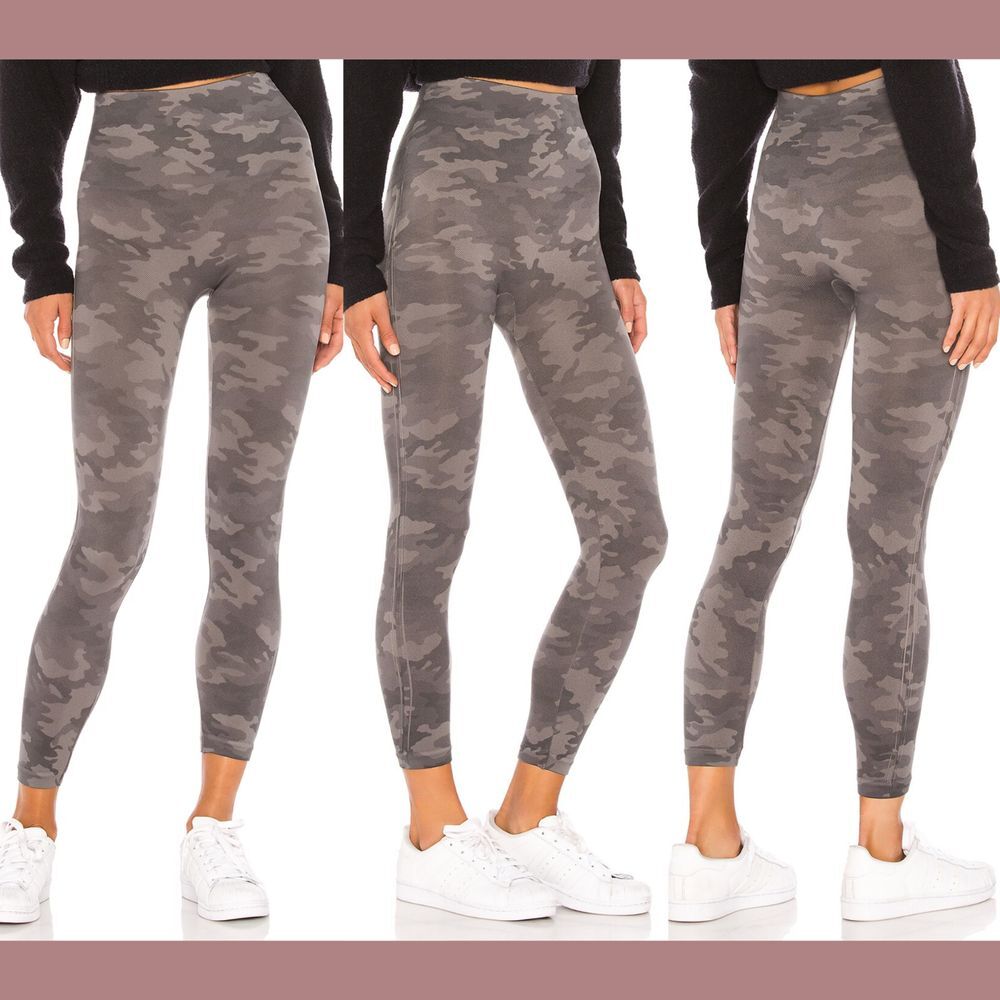 NWT $68 Spanx [‎ Small ] CROPPED Look At Me Now Leggings in Sage Camo #U1086